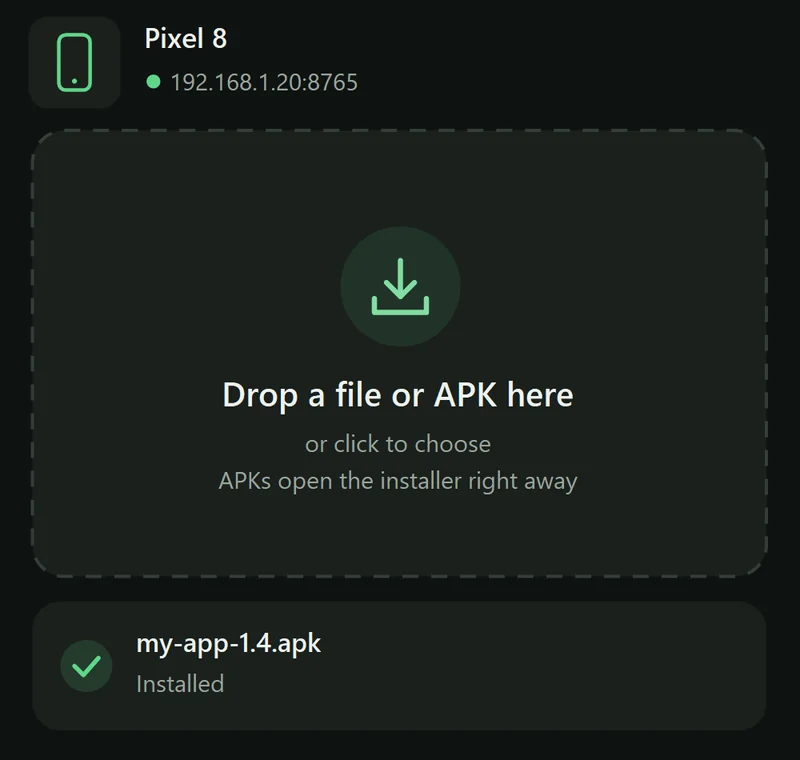 PhoneDrop on Windows in dark mode